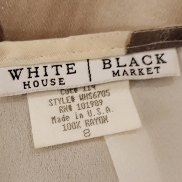 White House Black Market Maxi Skirt Roses print Cream Brown Lined  Size 8 - Picture 4 of 13